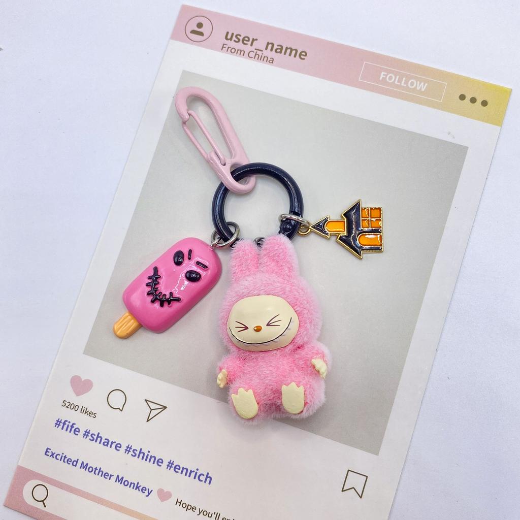 Halloween Flocking Mini Toys Cute Gift Baby-free Keychain Cartoon Bag Car Key Pendant