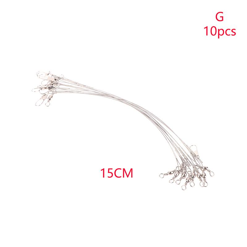 10Pcs 10/15/20/25/30Cm Anti-Bite Steel Wire Leash Lure Fishhook Line Trace Wire Leader With Swivel Fishing Lure Accessories