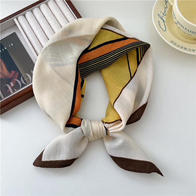 Cotton Linen Print Square Scarves Neckerchief Kerchief Headscarf Women Decorative Scarf Bandanas Headband 65cm Neck Wraps Shawls