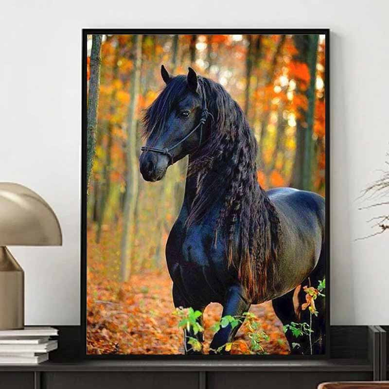 

Новинка 5D DIY Повне коло Алмазна мозаїка «Темний кінь» Вишивка Хрестиком Домашній декор Подарунок GI12105