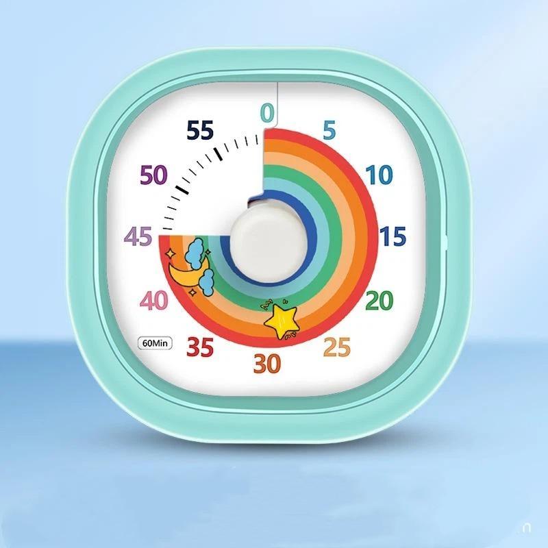 Silent Visual Time Tracker with Soft Night Light Non-Ticking Stopwatch for Classroom Home Kitchen School Baking Kids Learning
