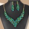 Bridal Pearl Necklace & Earring Set with Rhinestone Crystals for Women