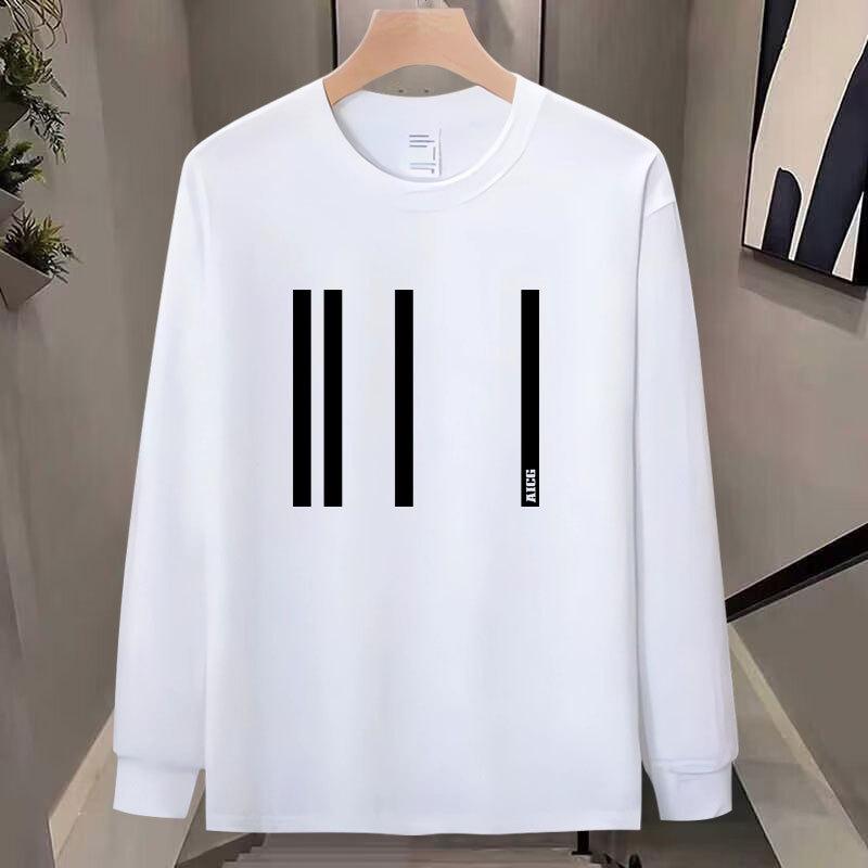 Trendy Brand Threaded Cuffs Long-Sleeved T-Shirt Pure Cotton Men'S Bottoming Shirt Trendy Autumn And Winter Men'S And Women'S Tops
