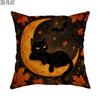 2D Flat 1pc Halloween Fanciful Cat Pillowcases Black Throw Pillow Covers One Sided Printing Without Pillow Inserts Sofa Bed Decor for Living Room Bedr