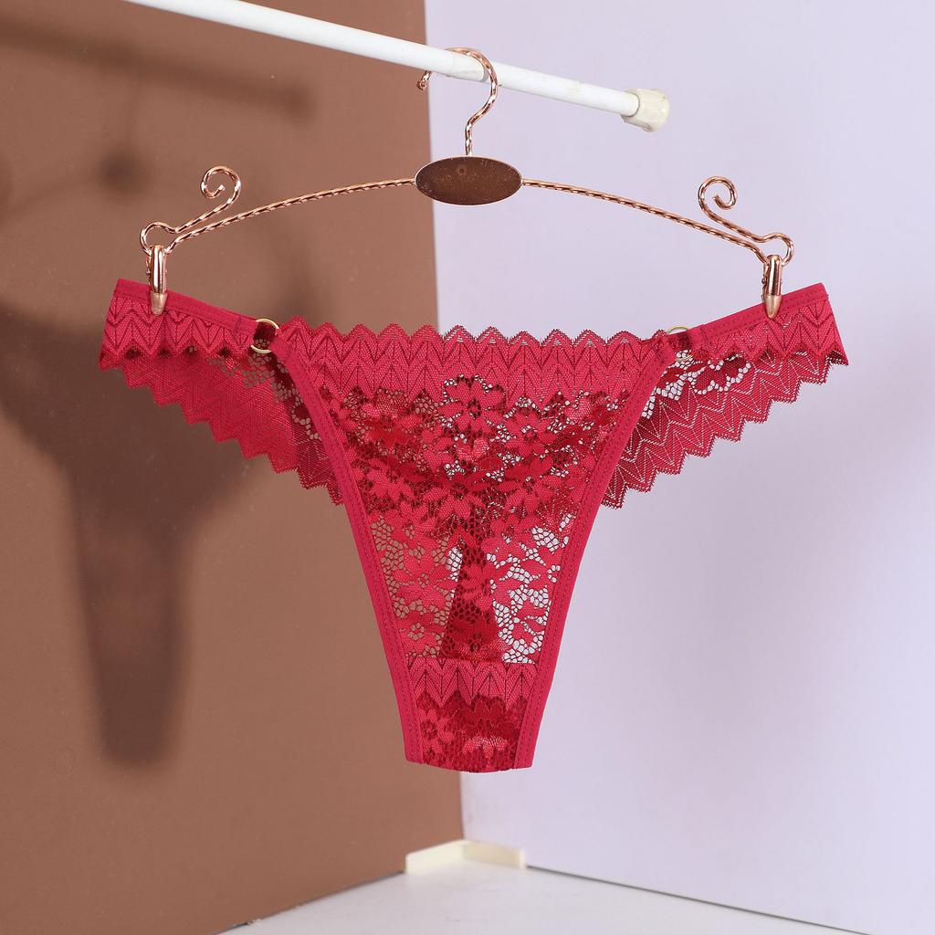 Ladies Spring and Summer Fashion Temptation Hot Waist Hollow Lace Jacquard Thong Underwear