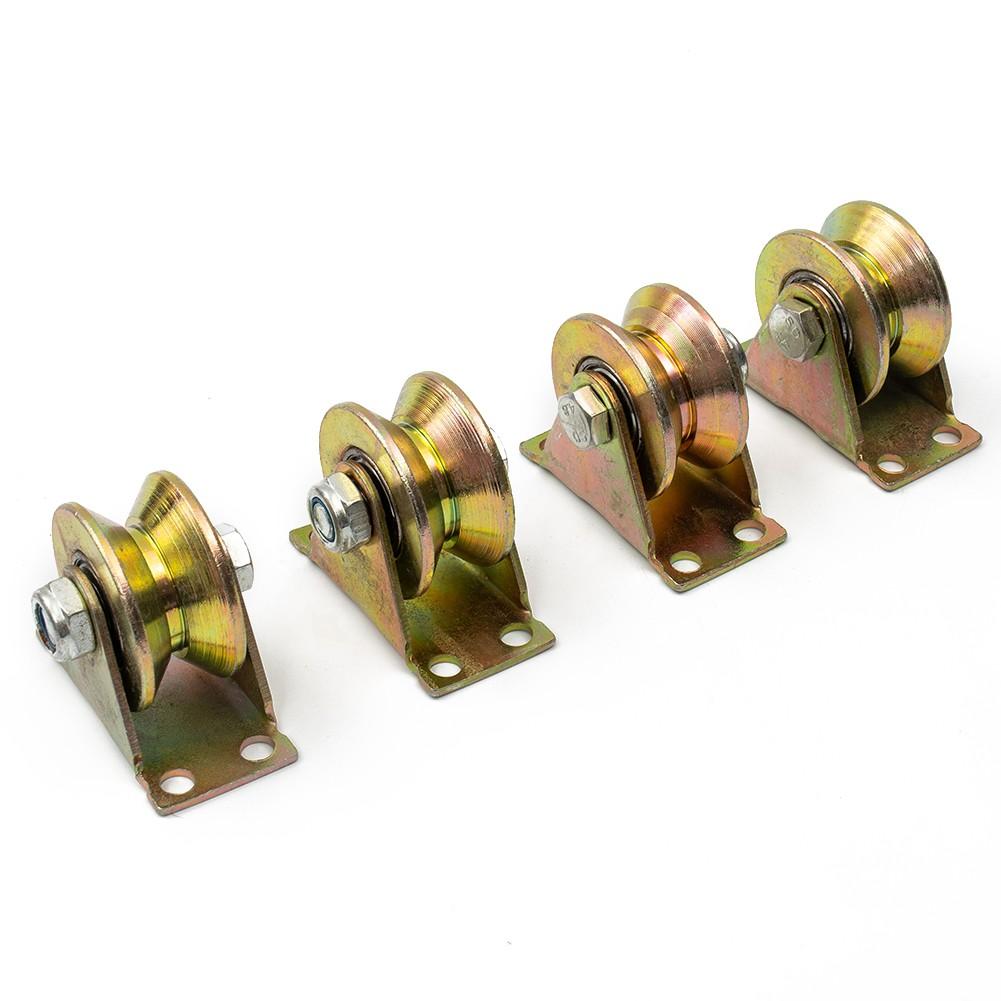 4PCS V-Groove Track Wheel 50mm Heavy Duty Sliding Gate Roller with Bracket