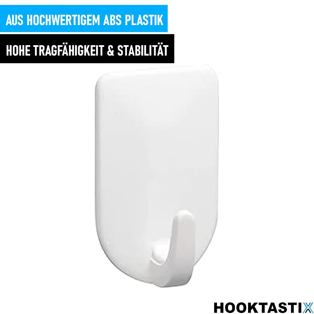 HOOKTASTIX Klebe Haken Selbstklebend Wand Halter ohne bohren 2kg [6er Set]