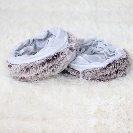 Plush Cat Tunnel Bed with Hanging Balls Washable Indoor Kittens Donut Tunnel Toy Small Large Cats Pets Round Peekaboo Cave Play Tunnel Pet Supplies