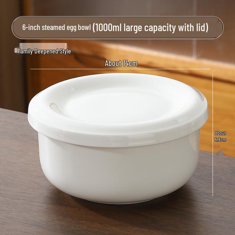 Double-Layer Bone China Steamed Egg Bowl with Lid - Multi-purpose Ceramic Bowl for Soups, Steamed Dishes, and Rice – Perfect for Oven Use
