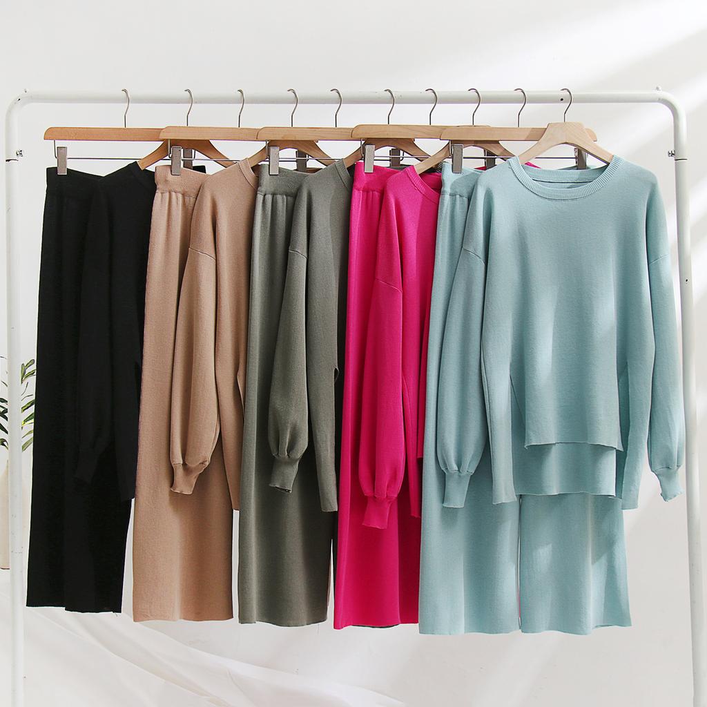 Loose Casual Knitted Suit Early Autumn New Single Loose and Thin Irregular Design