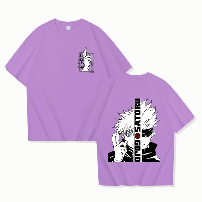 Fashion Satoru Gojo Print T-shirt Unisex Loose Short Sleeve Round Neck Top Anime Personality T Shirt