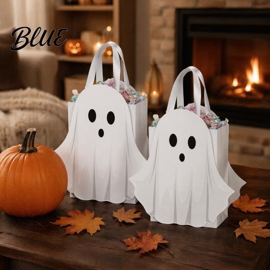 Compact Trick or Treat Carriers Halloween Ghost Cardboard Gift Bag Cute Candy Goodie Bags Decorative for Parties with Handle Birthday Party