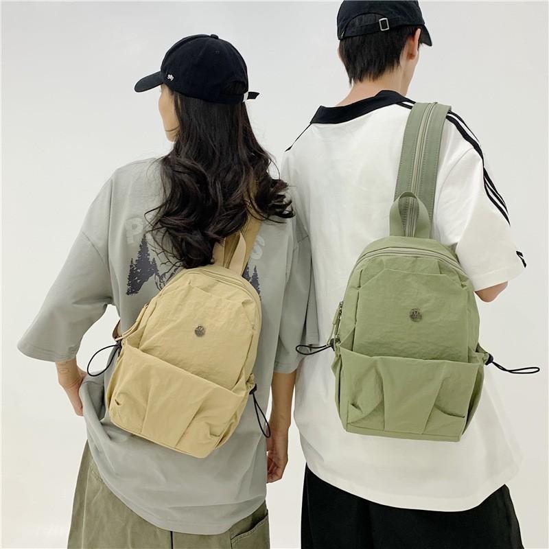 New Pure Color Light Small Backpack Women Simple Large-capacity Chest Bag Casual Travel Commuting All-matching Portable