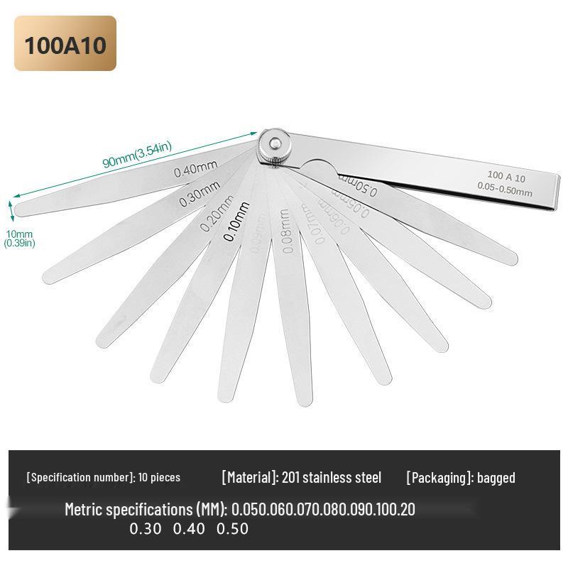 High-Precision Stainless Steel Feeler Gauge Set, 0.01-1mm Metric/Inch Thickness Measurement