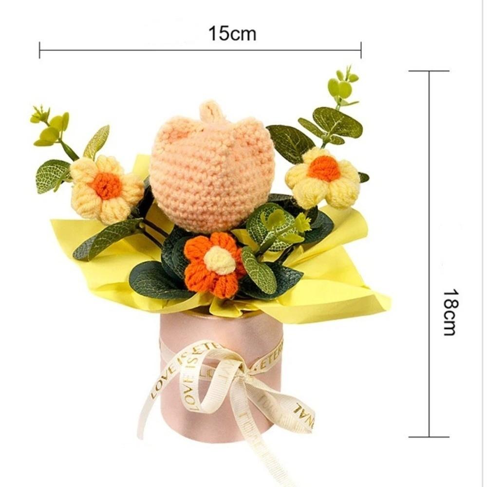 Fertige Blumen Häkelblumensträuße Heimdekoration Handgestrickter Tulpenstrauß Valentinstag Geburtstagsgeschenk