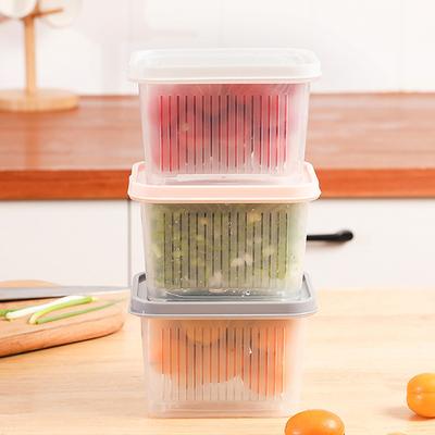 Quadratische Kühlschrank Lebensmittel Gemüse Obst Aufbewahrungsbox Kühlschrank Organizer Abtropfkorb Fleisch Zwiebel Ingwer Transparent Frischhaltebox mit Deckeln