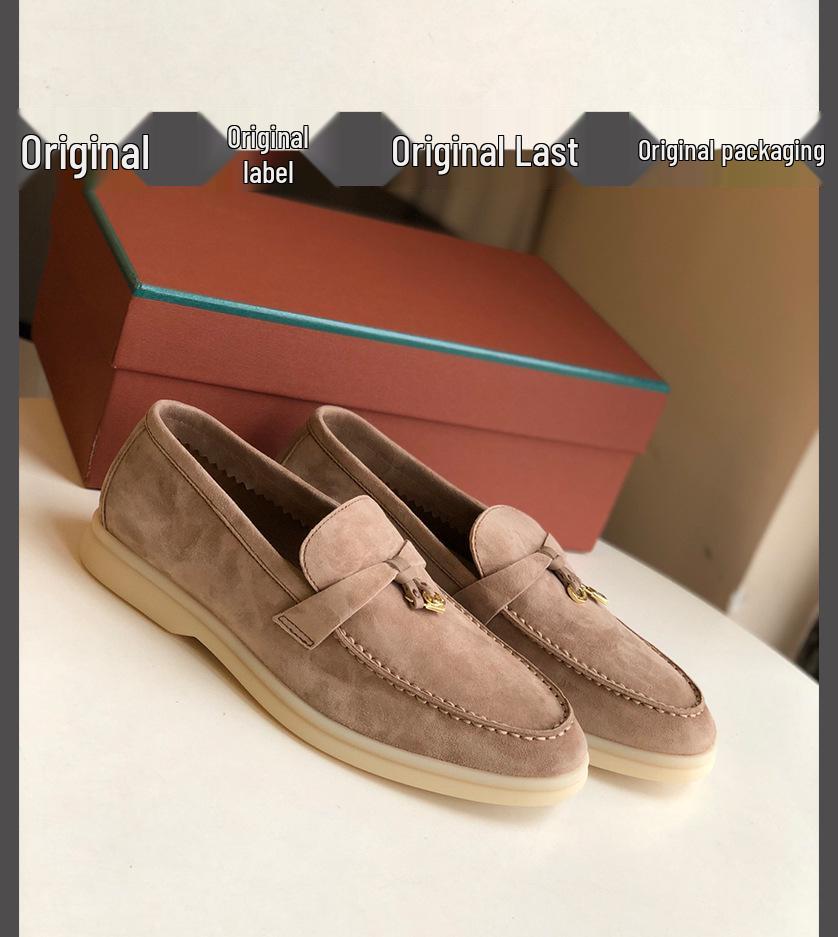 Europeiska & Amerikanska Mockasiner i Kohud - Mjuk Sula Brittisk Stil Slip-on Dam Casual Skor