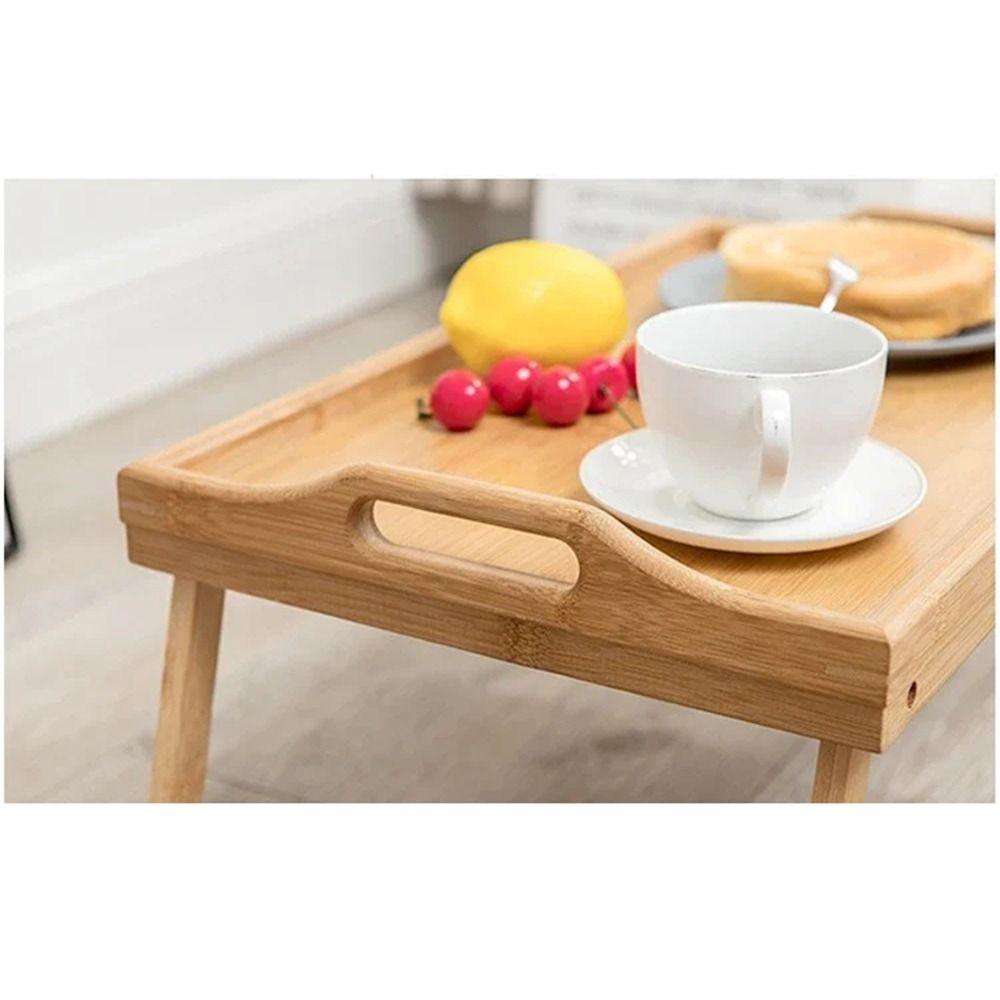 with Handles Foldable Dining Table Bamboo Material Breakfast Serving Tray  Dormitory Use
