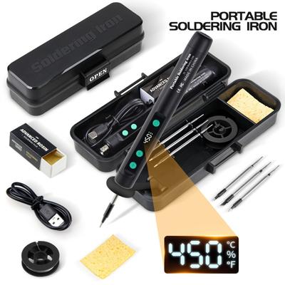 Digital Display USB Soldering Iron 5V/15W Adjustable Temperature Cordless Welding Tool for Electronics Repair & DIY Projects