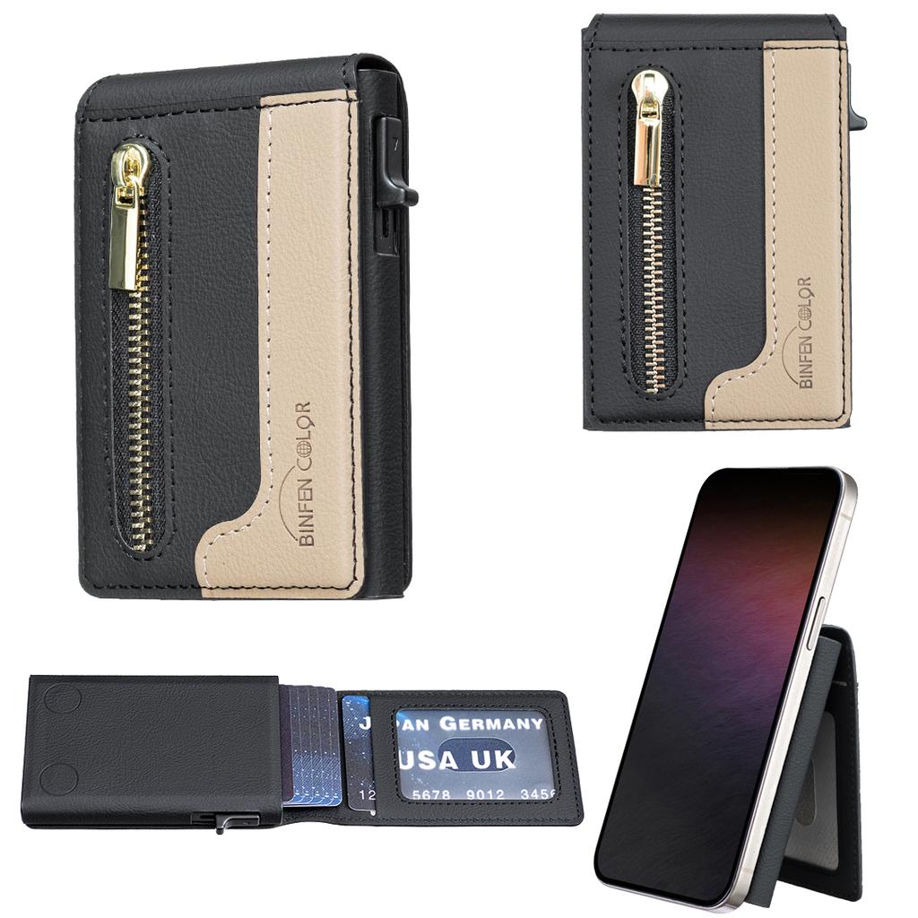 Luxury Business Zipper Magnetic PU Leather Wallet Card Holder For Men and Women Shockproof Slim Fit kickstand Cover