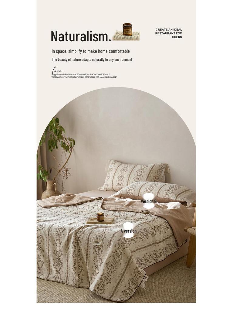 2026 Spring/Summer French Chic Cotton Linen Cooling Quilt for Dorms and Homes