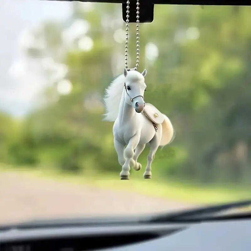 Acrylic White Beautiful Horse Car Ornament Trendy Decoration For Car Design Interior