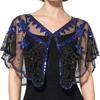 Bling Bling Sequins Poncho Coat Retro Flapper Shawl  Dress Decorative Shoulder