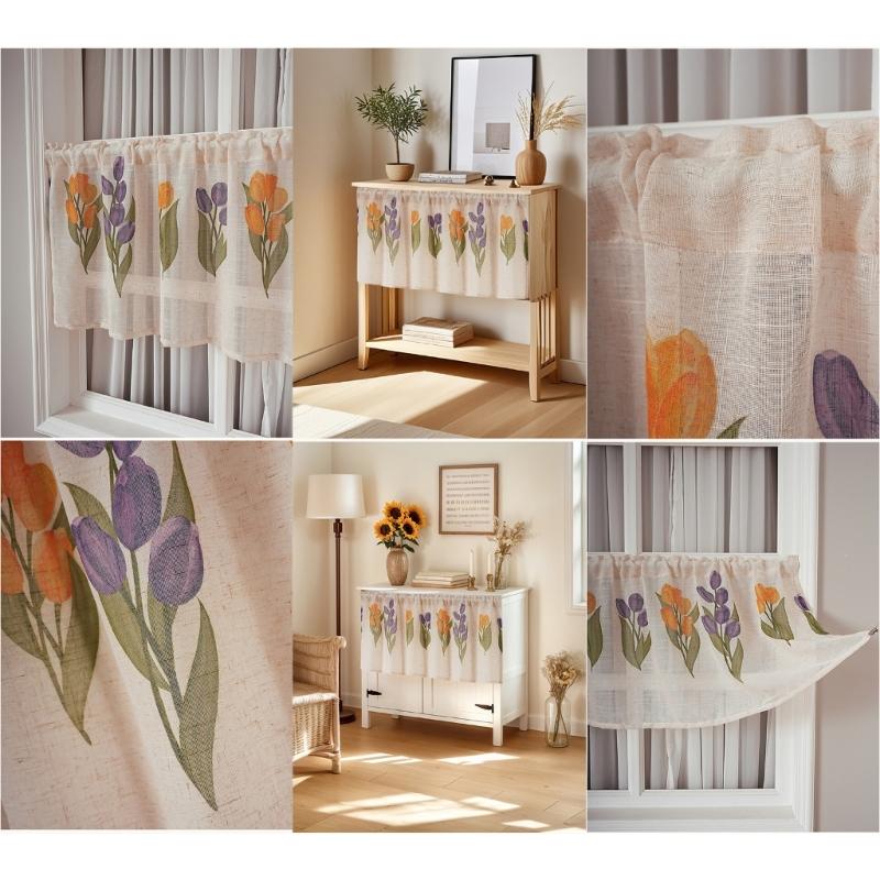 Dustproof Linen Door Curtain Natural Fiber Privacy Screen Adjustable Size for Apartments Studios Home Decoration