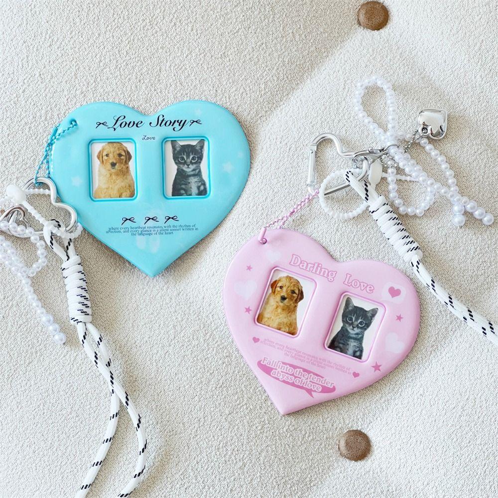 High Quality PVC Photo Card Holder Love Heart Shape Korean Style Pendant Card Holder Idol Photo Frame Women Girls