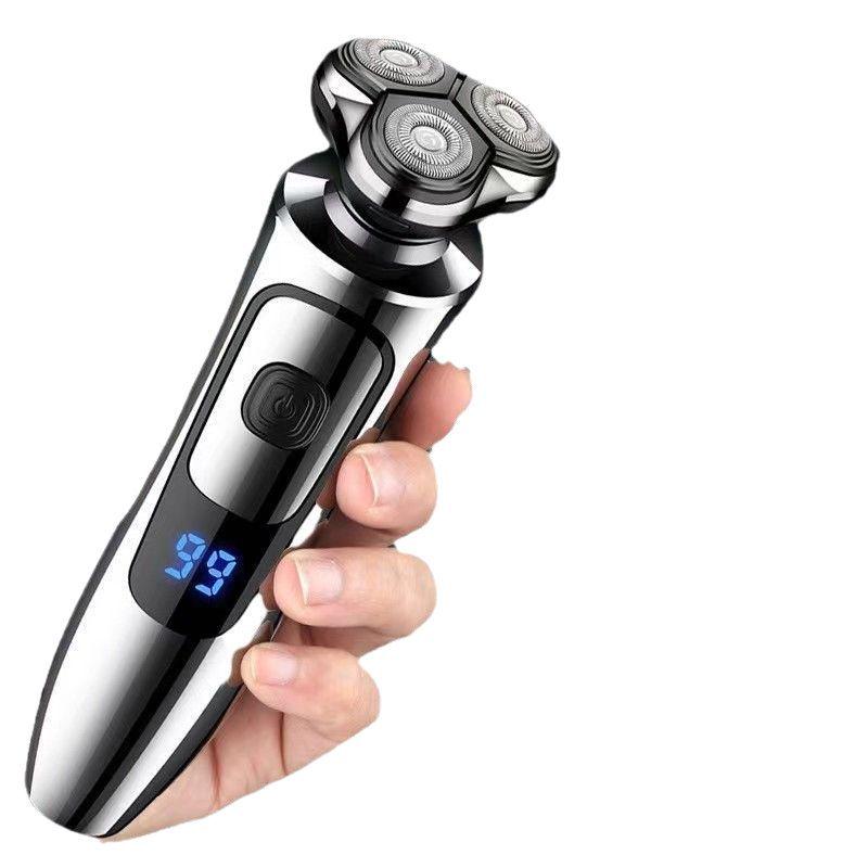 Men's 6000 Digital Display USB Rechargeable Multi-Function Electric Shaver - Waterproof, 3-Head Design