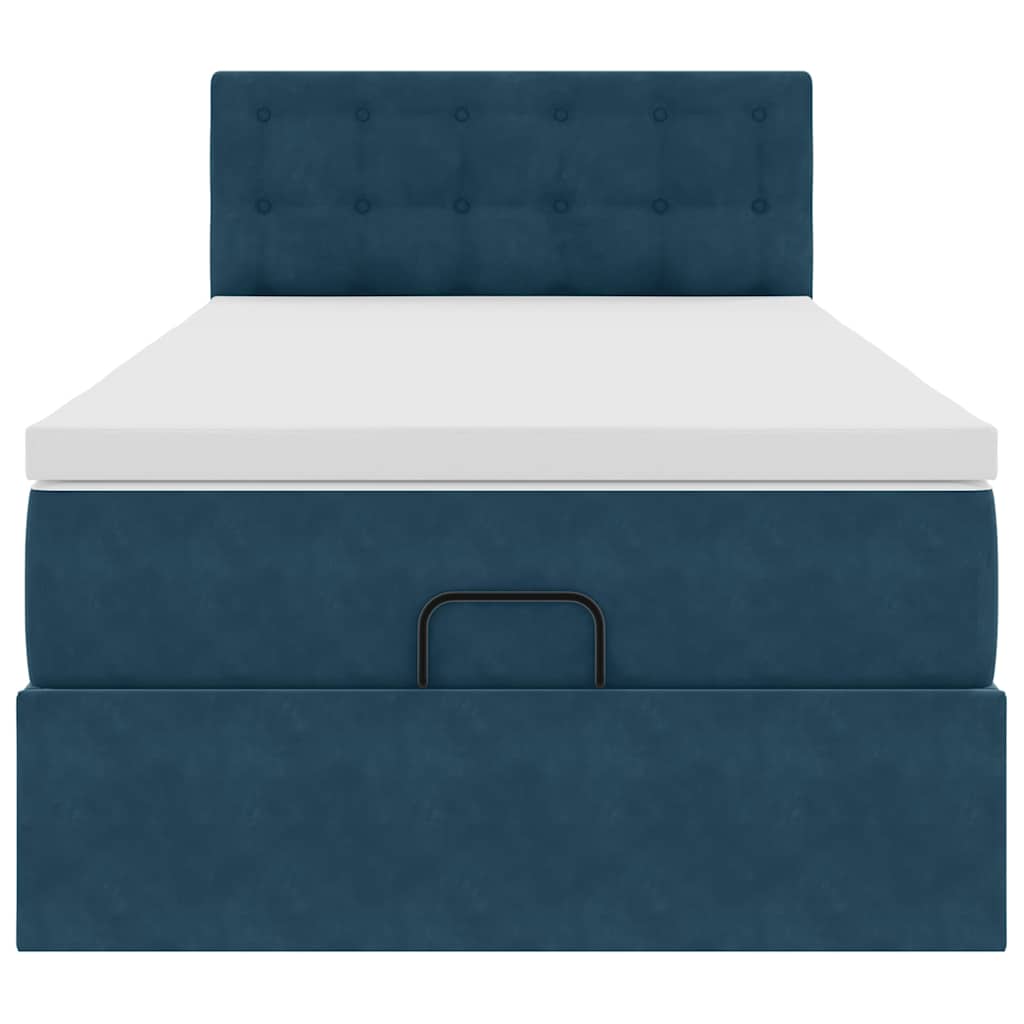 Ottoman Bed with Mattress Dark Blue 80x200 Cm Velvet