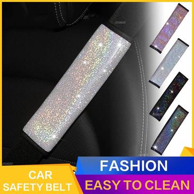 STONEGO 1PC Colorful Starry Sky Bronzing Car Seat Belt Cover Diamond PU Leather Auto Safety Belt Shoulder Pad Support Protection