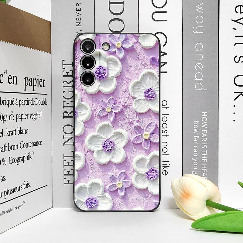 Art Oil Painting Flower Phone Case for Samsung S25 S24 S23 Ultra S22 Plus S21 S20FE S25edge M54 M55 5G Soft Silicone Back Covers