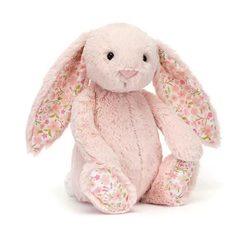 NIEUW 30cm Paashaas Paars Roze Aardbeienbloem Oren Konijn Grijs Pluche Pop Paasgeschenk Feestgeschenk