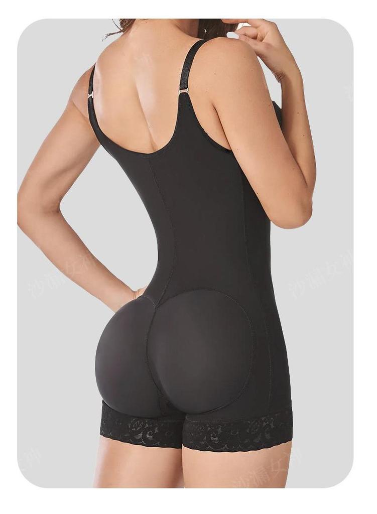 Plus Size European & American Shaping Bodysuit: Chest Support, Crotchless, Four-Row Hook, Strong Compression for Slimming