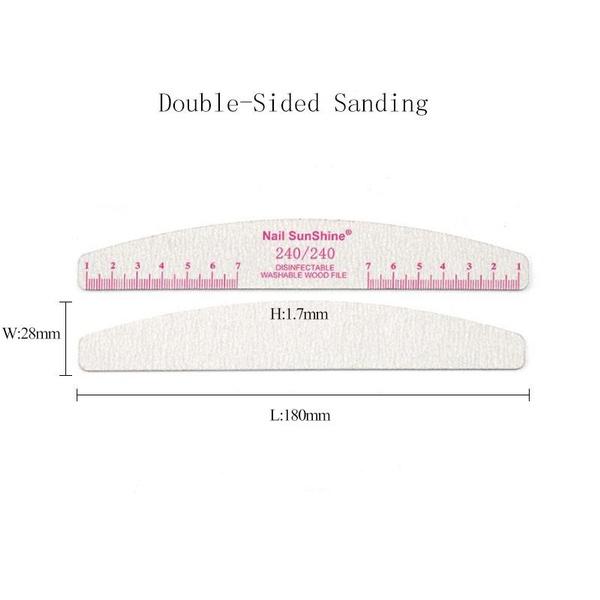 2Pcs Half Moon Nail File Sandpaper 80/100/150/180/240 Nail Sanding File Buffer For Manicure Polishing Nail Tools