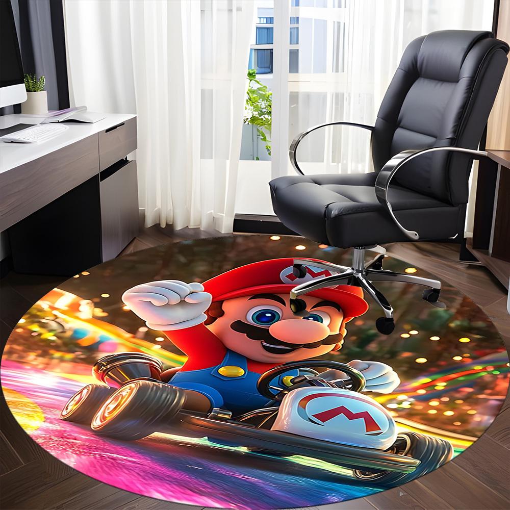 1pc Mario Kart Racing Office Round Area Rug, Bedroom Living Room Home Decor, Room Deco,  Offic a1016110