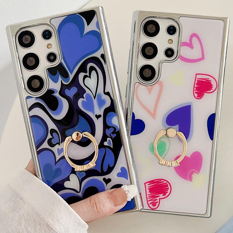 

Красочный чехол с сердечком для Iphone 15 14 13 11 Samsung Galaxy S24 S23 S21 A14 A53 A24 4G с кольцом-держателем с покрытием ТПУ чехол