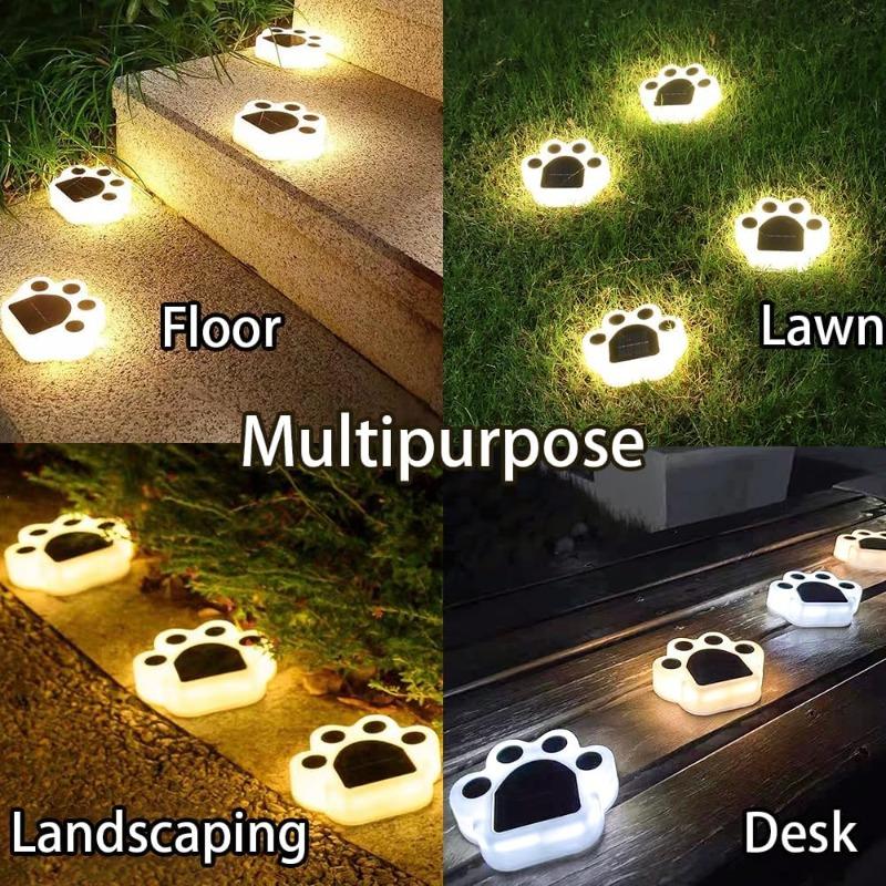 LED Solar Outdoor Decorative Lights, Cute Paw Print Lights, Waterproof Terrace Garden Lawn Layout Landscape Lights