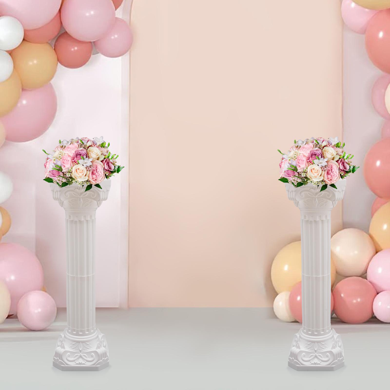 2 шт. Свадебные Римские Колонны, Белые Пластиковые Римские Колонны для Свадебного Декора, Полосатая Цветочная Подставка в Европейском Стиле - Грузоподъемность 50 кг