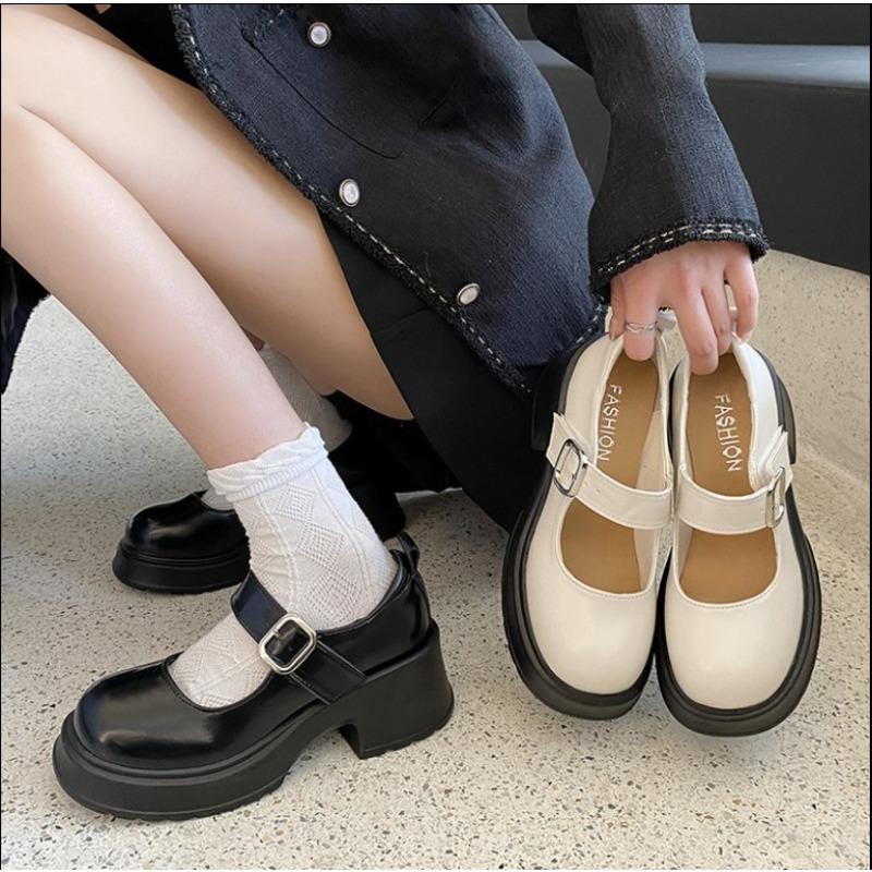 Fashion 2025 Women  Jane Shoes Woman Vintage High Heel Platform Lolita Shoes Japanese Style College Student Shoes Big Size