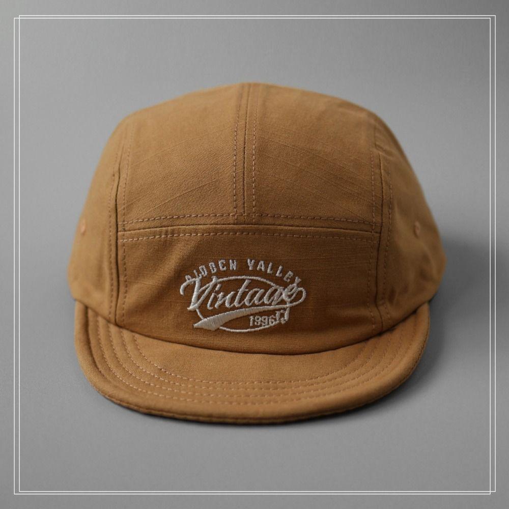 Berretto da Baseball Casual a Tesa Corta Traspirante a 5 Pannelli con Visiera Piatta Cappello da Sole con Ricamo di Lettere Berretto da Trucker in Cotone