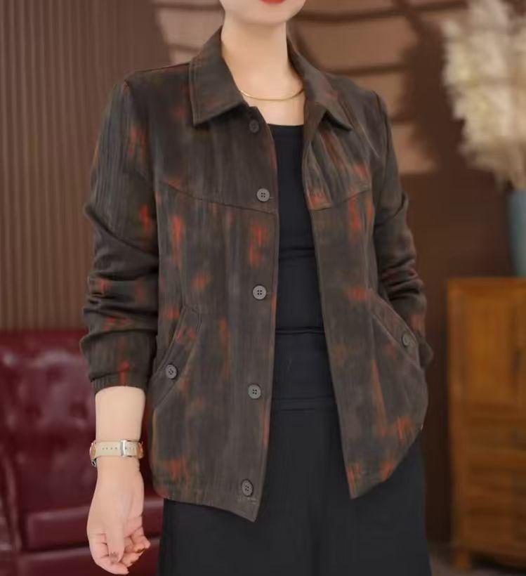 

Женский универсальный кардиган-жакет с длинным рукавом для ранней осени, стройнящий XL (85-110 lbs) кофейный