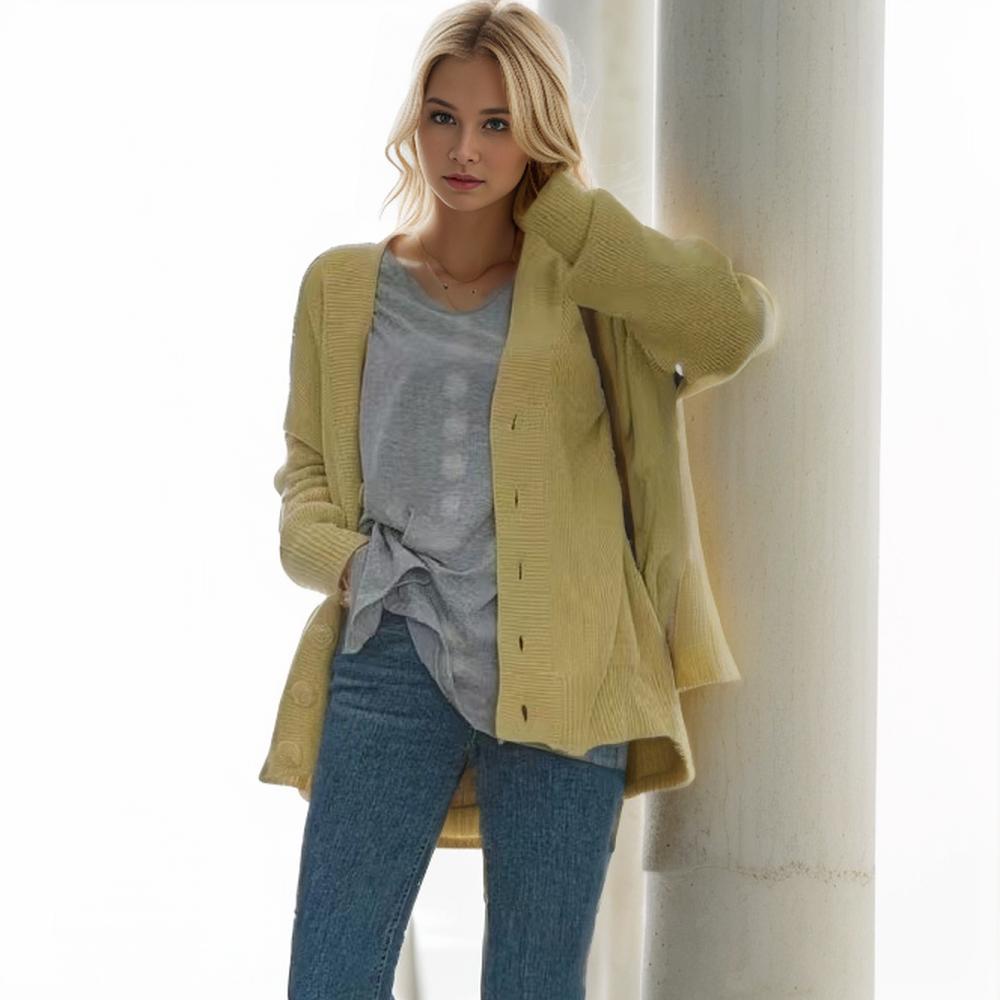 Dimanaf 2024 Sweater Cardigan  Autumn Style Winter Women Solid Sweaters Jacket Knitting Casual Loose Sweater