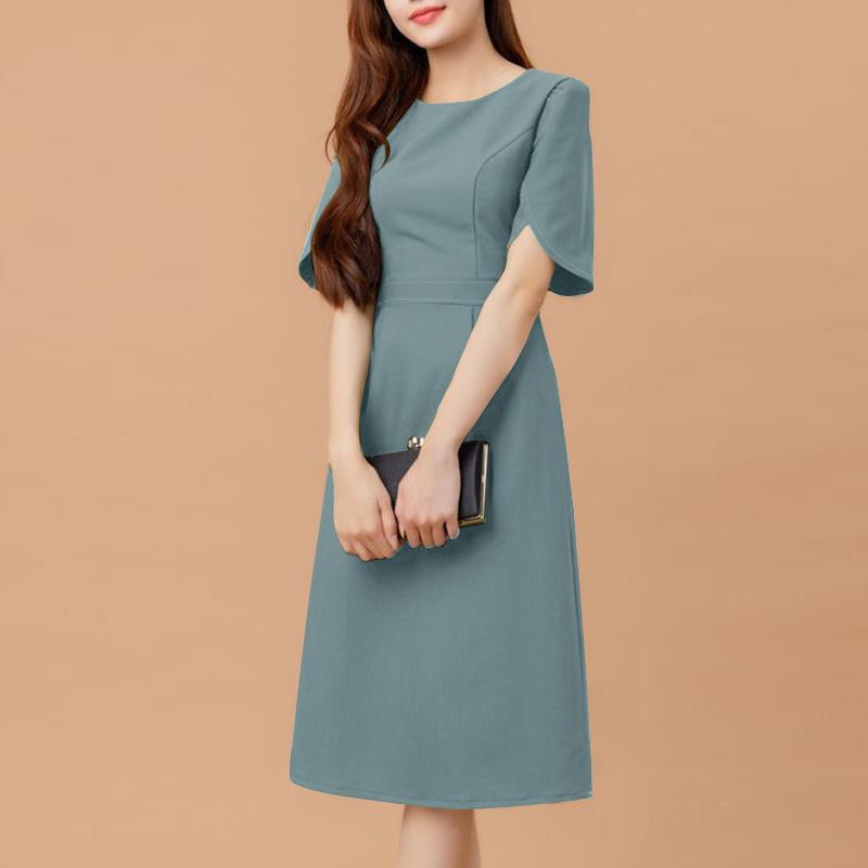 

ZANZEA Женское повседневное летнее платье с круглым вырезом и коротким рукавом 5XL