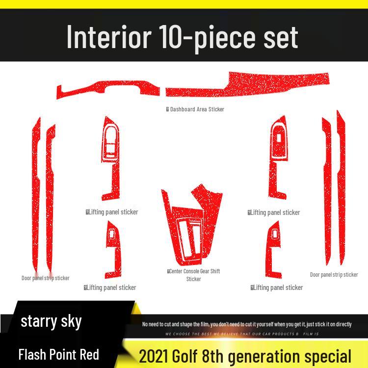 Compatible with 2021 VW Golf 8th Gen Interior Mod: Carbon Fiber Center Console & Door Protection Stickers