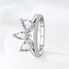 Kupfer Dreiblatt Wappen Weißes Quadrat Zirkonia Ring Damen Jubiläumsgeschenk Verlobungsringe für Damen Herren Schmuck