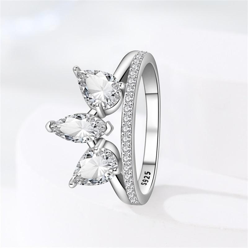 Kupfer Dreiblatt Wappen Weißes Quadrat Zirkonia Ring Damen Jubiläumsgeschenk Verlobungsringe für Damen Herren Schmuck
