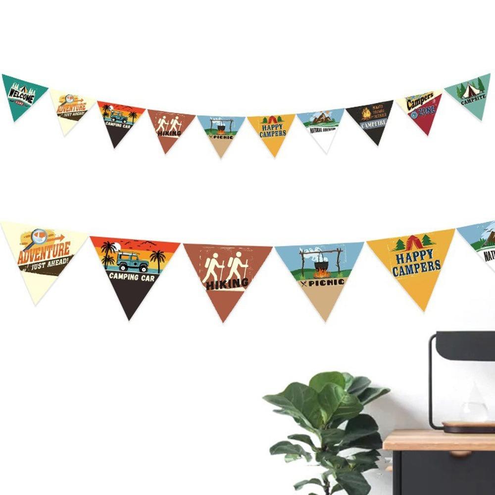 10Pcs/Set 10 Pieces Set Camping String Flag 3 Meter Pennant Decor Pennant Banner  Outdoor Events