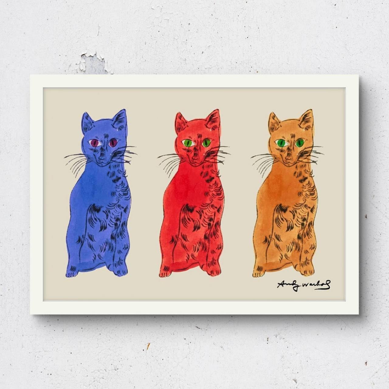 

Andy Warhol Three Cats Poster 21cm x by aoipro (White Frame, 29.7cm)